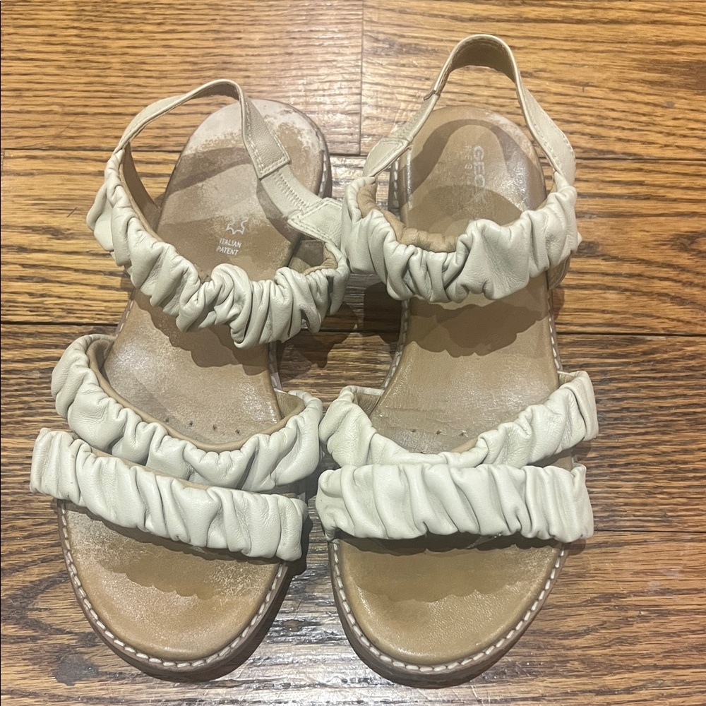 Free with purchase Geox Cream Soft Leather Sandals for Women